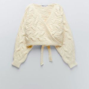 ** Zara**- Cable Knit Jacket - Ecru New Without Tags